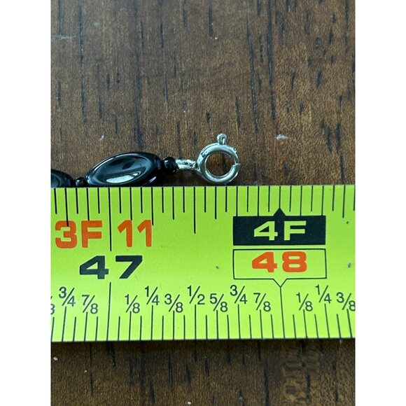 Vintage Czech Glass Beaded Necklace Black Smokey Gray & Clear With Tag - Picture 11 of 11